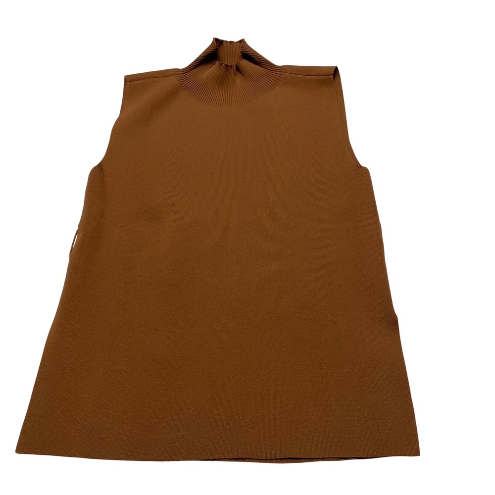 VICI Mock Neck Tank Top Womens Small Brown Sleeveless Ribbed Knit